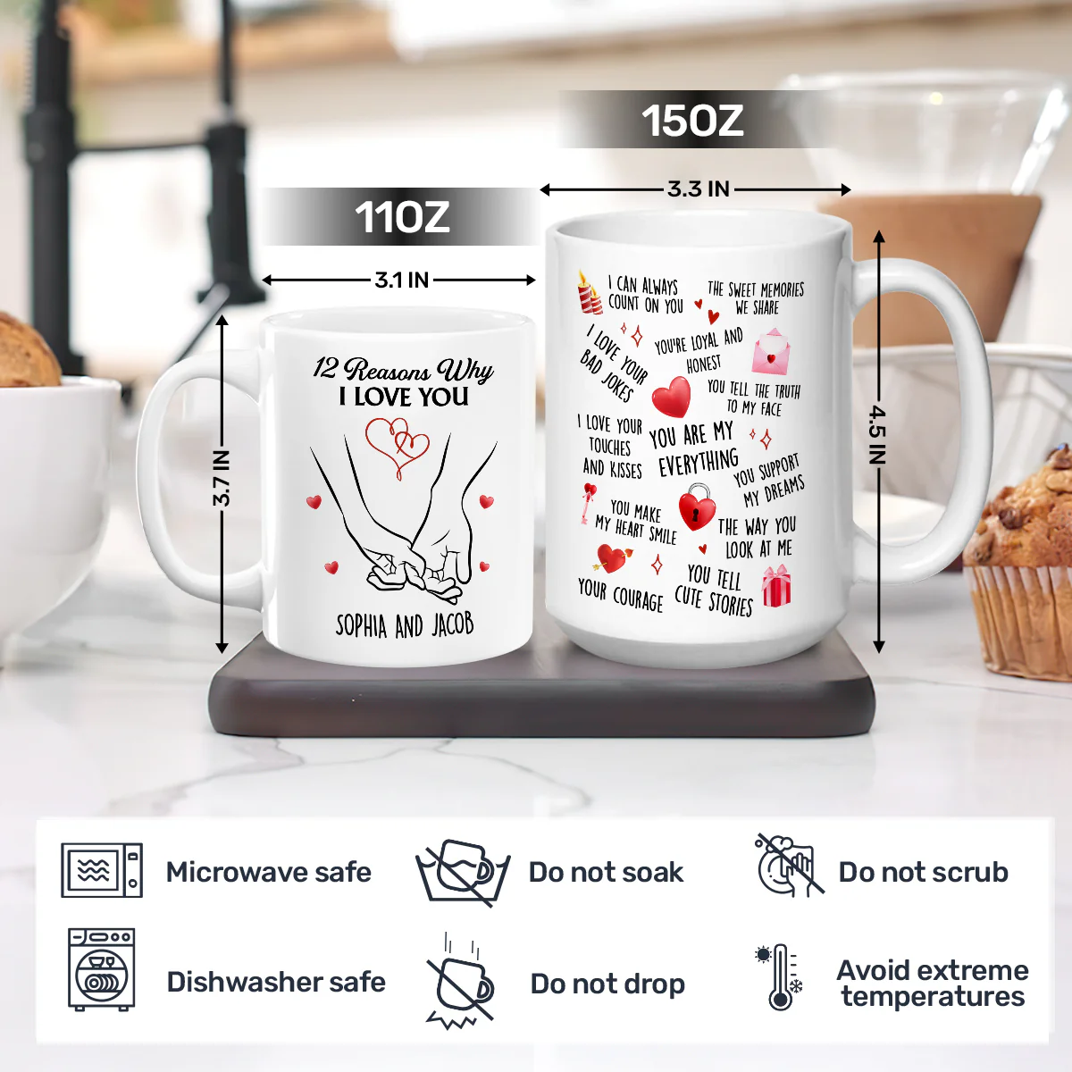 12 Reasons Why I Love You - Personalized Ceramic Coffee Mug - Image 4