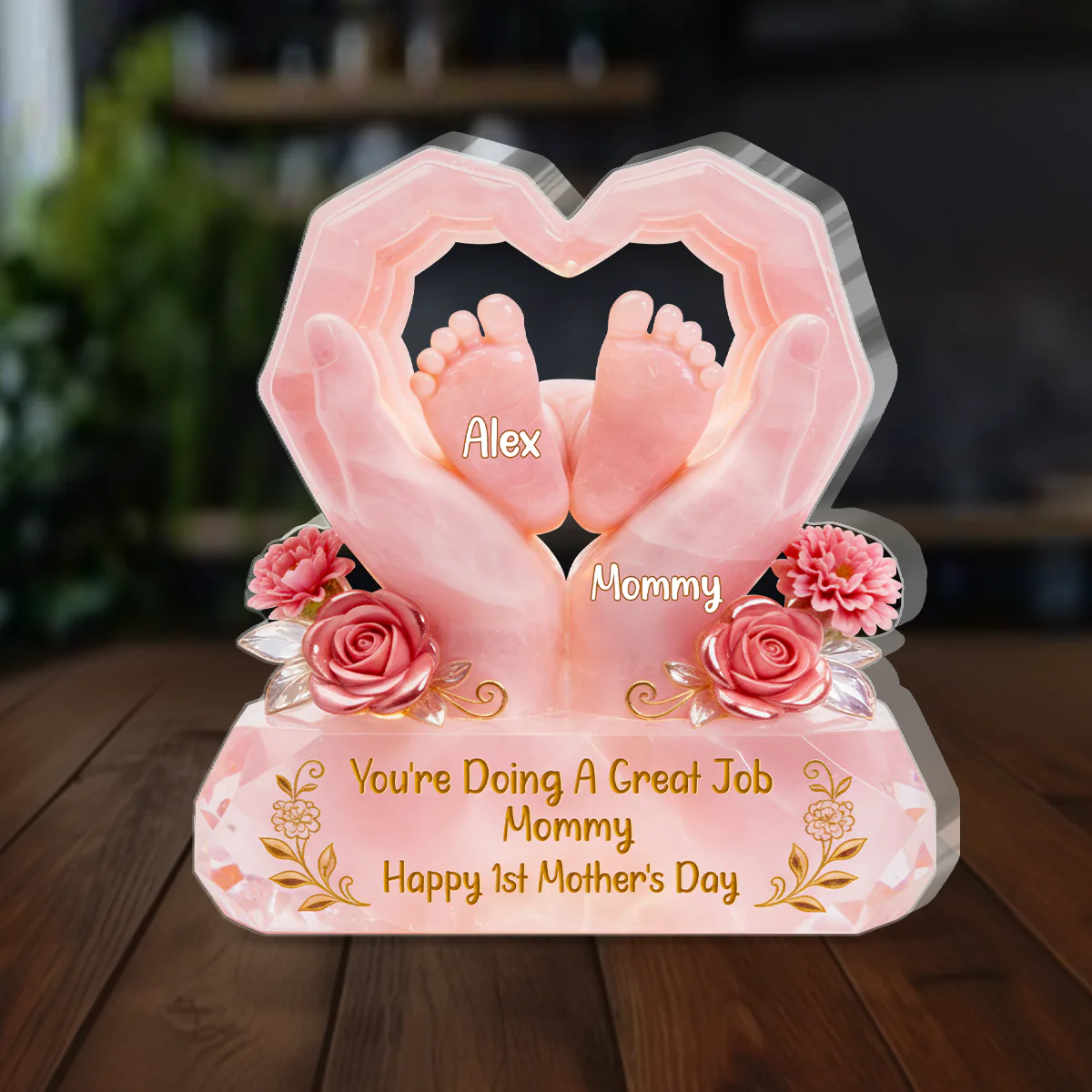 1st Mother's Day Marble Keepsake  - Personalized Custom Shaped Acrylic Plaque