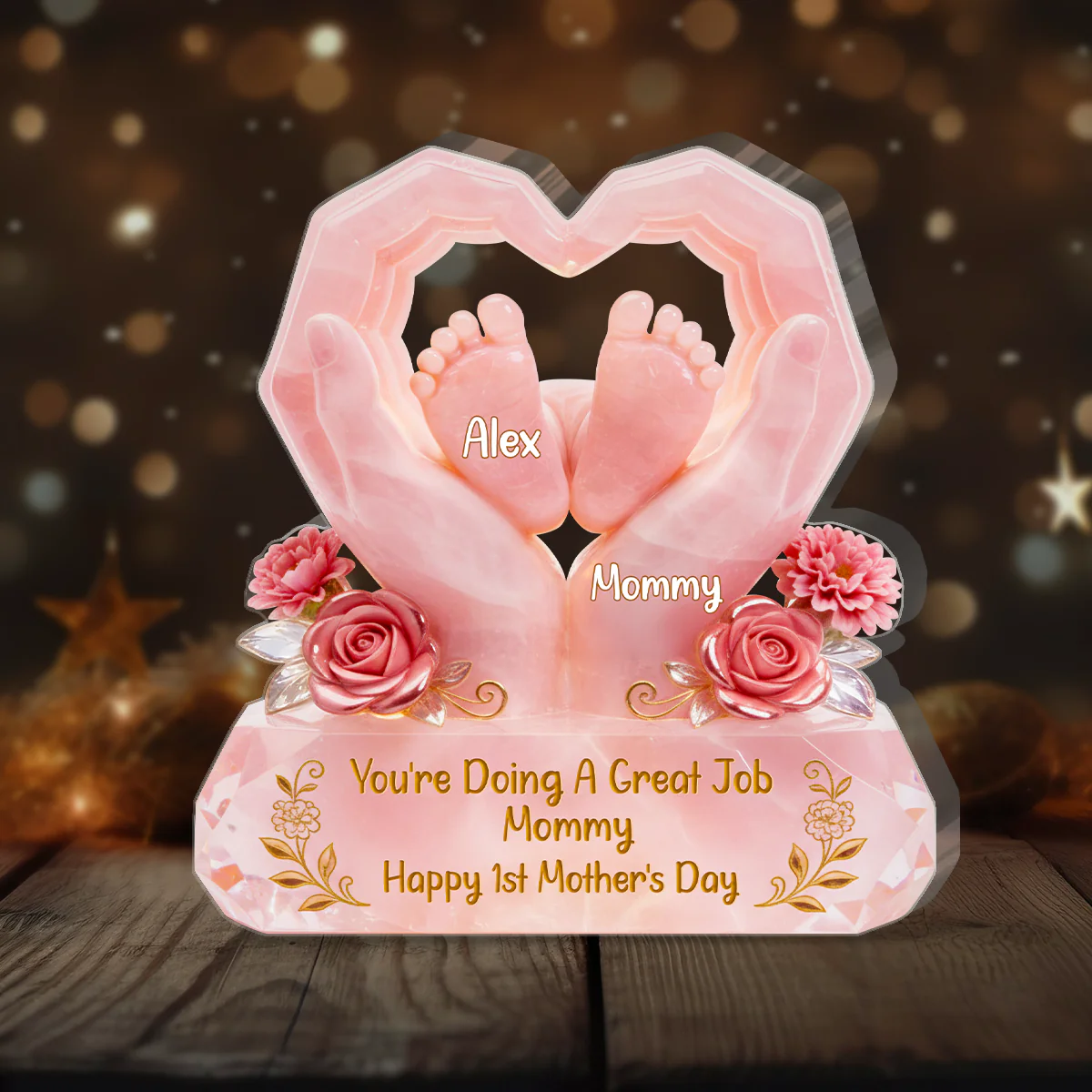 1st Mother's Day Marble Keepsake  - Personalized Custom Shaped Acrylic Plaque - Image 2