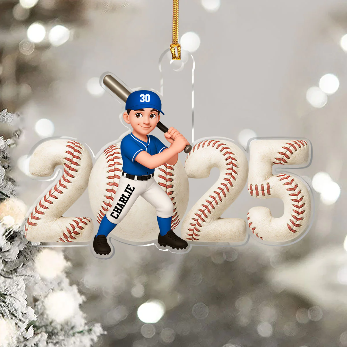 2025 Baseball Softball Player - Personalized 1-Layer Acrylic Ornament - Image 5