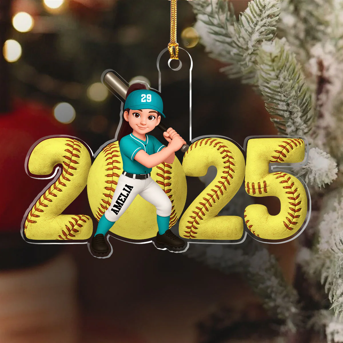 2025 Baseball Softball Player - Personalized 1-Layer Acrylic Ornament - Image 6