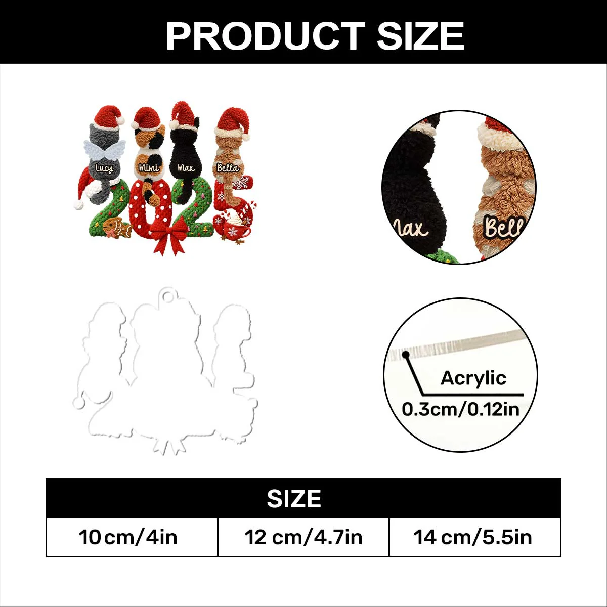 2025 Cat Lovers Latch Hook Yarn Faux - Personalized 1-Layer Acrylic Ornament - Image 7