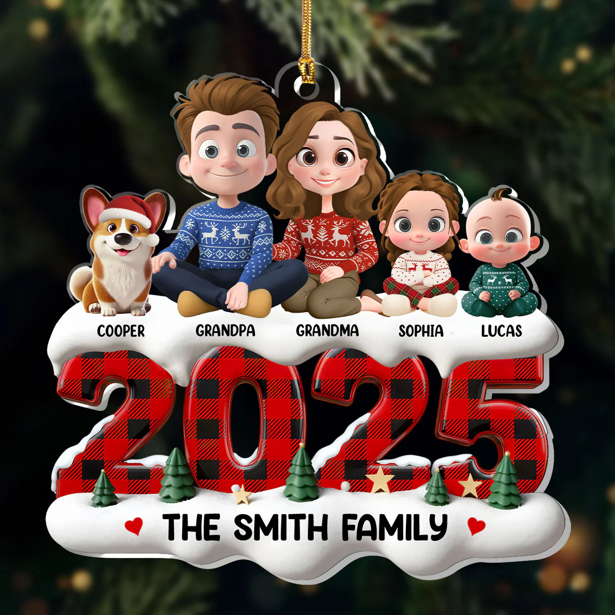 2025 Cozy Family - Personalized 1-Layer Acrylic Ornament