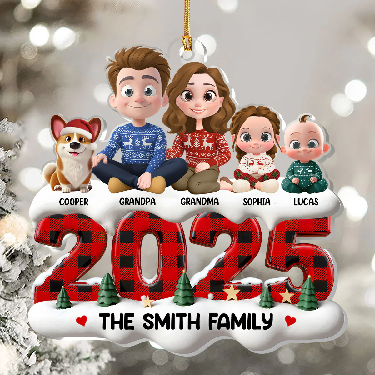2025 Cozy Family - Personalized 1-Layer Acrylic Ornament - Image 5