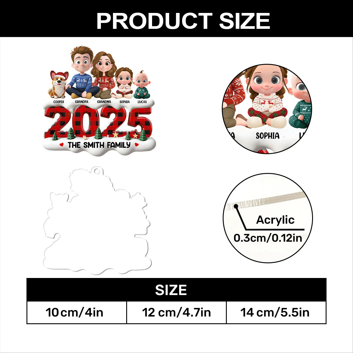 2025 Cozy Family - Personalized 1-Layer Acrylic Ornament - Image 7