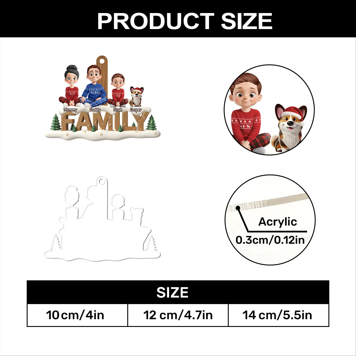 2025 Grandparents Parents Love - Personalized 1-Layer Acrylic Ornament - Image 7