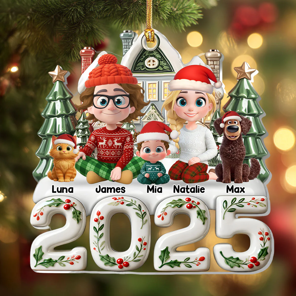 2025 Happy House - Personalized 1-Layer Acrylic Ornament - Image 4