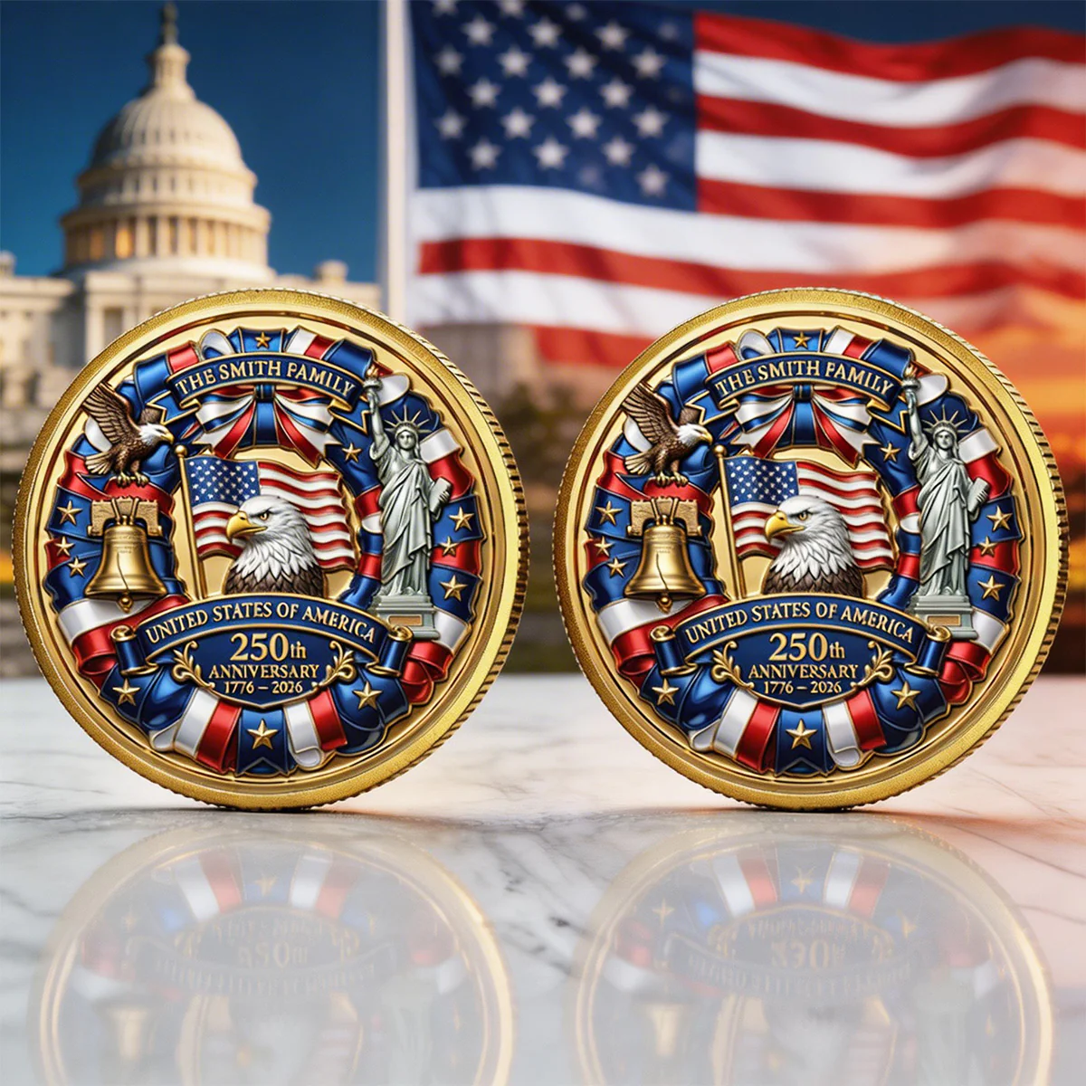 250th Anniversary Gifts For Family - Personalized Commemorative Coin - Image 3