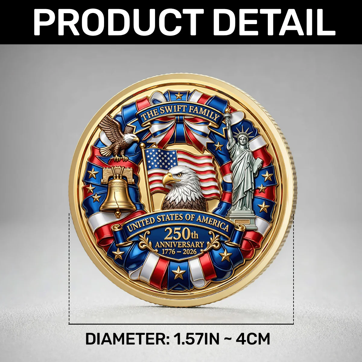250th Anniversary Gifts For Family - Personalized Commemorative Coin - Image 8