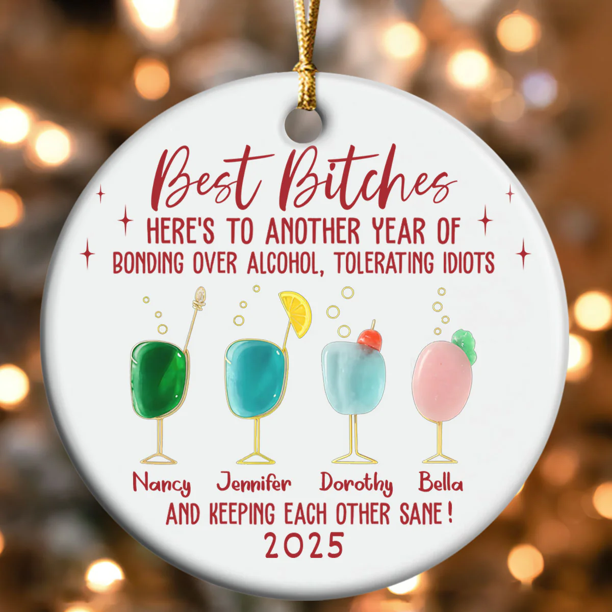 2D Flat Friendship Seaglass - Personalized Round Shaped Ceramic Ornament - Image 4