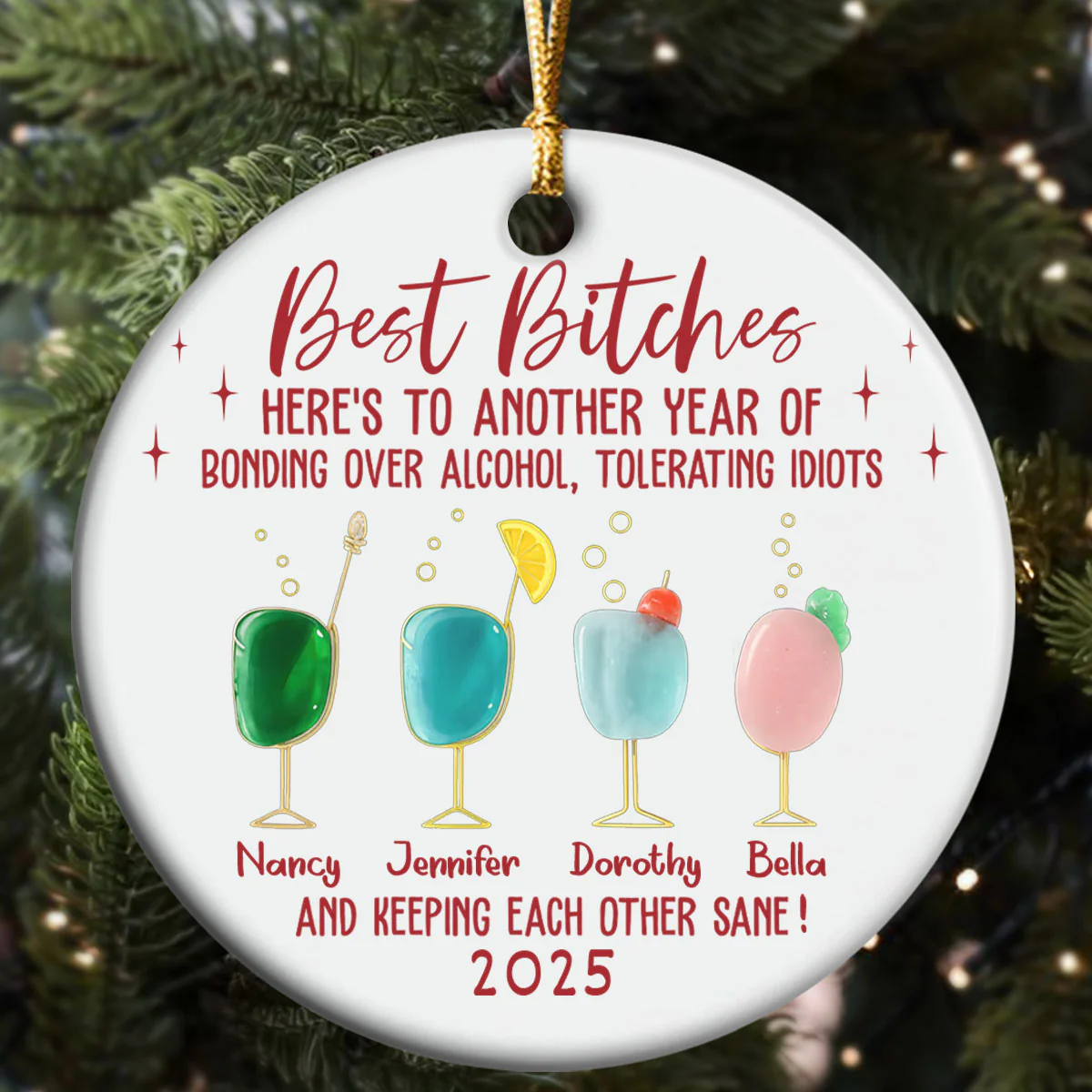 2D Flat Friendship Seaglass - Personalized Round Shaped Ceramic Ornament - Image 5