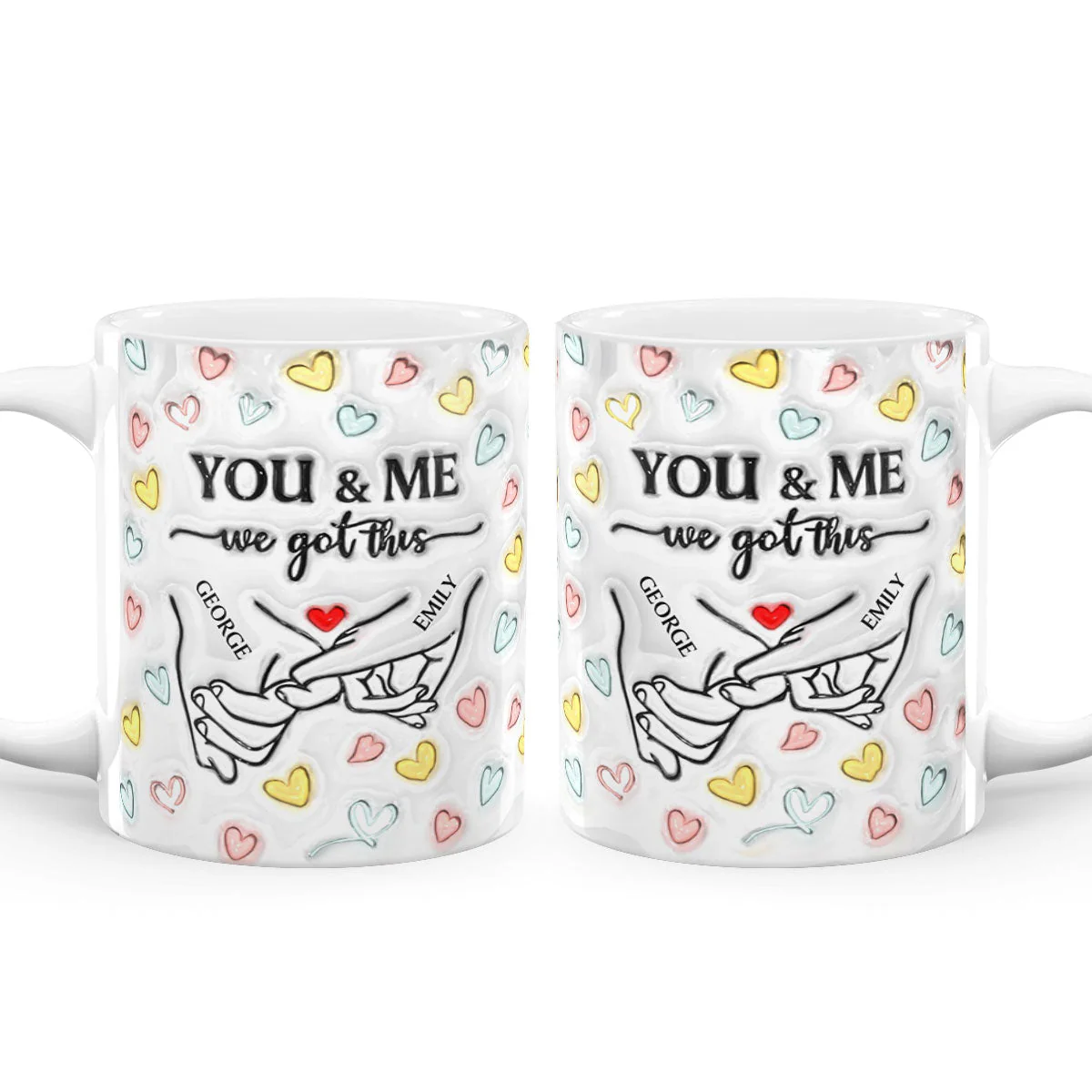 3D Holding Hands - Personalized Mug