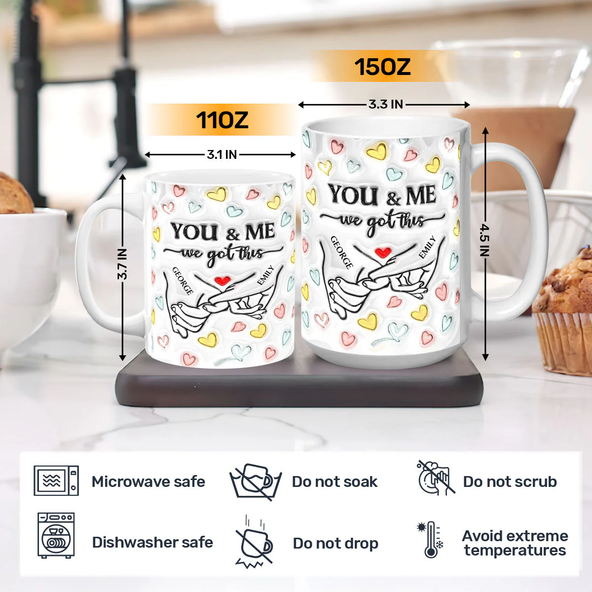 3D Holding Hands - Personalized Mug - Image 3