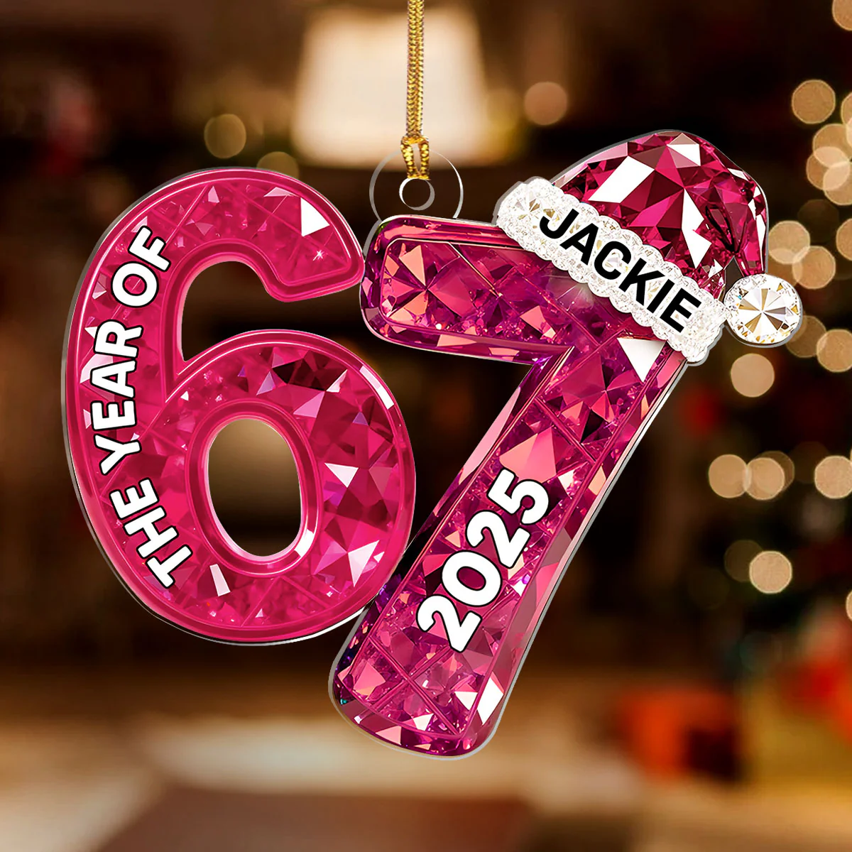 3D Shining Effect 67 Six Seven Ver 2 - Personalized 1-Layer Acrylic Ornament - Image 2