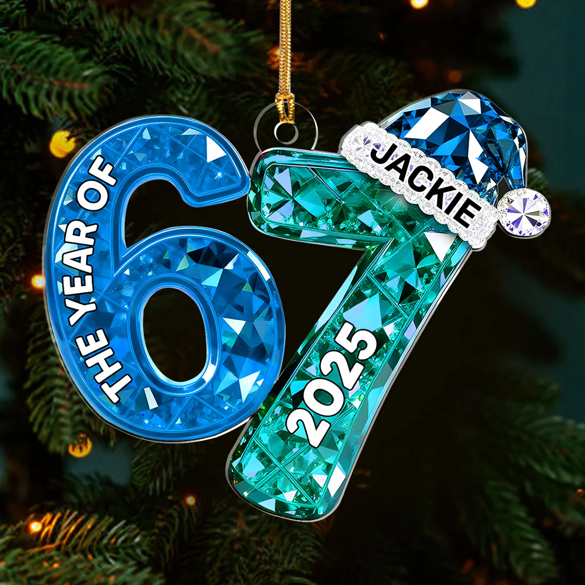 3D Shining Effect 67 Six Seven Ver 2 - Personalized 1-Layer Acrylic Ornament - Image 3
