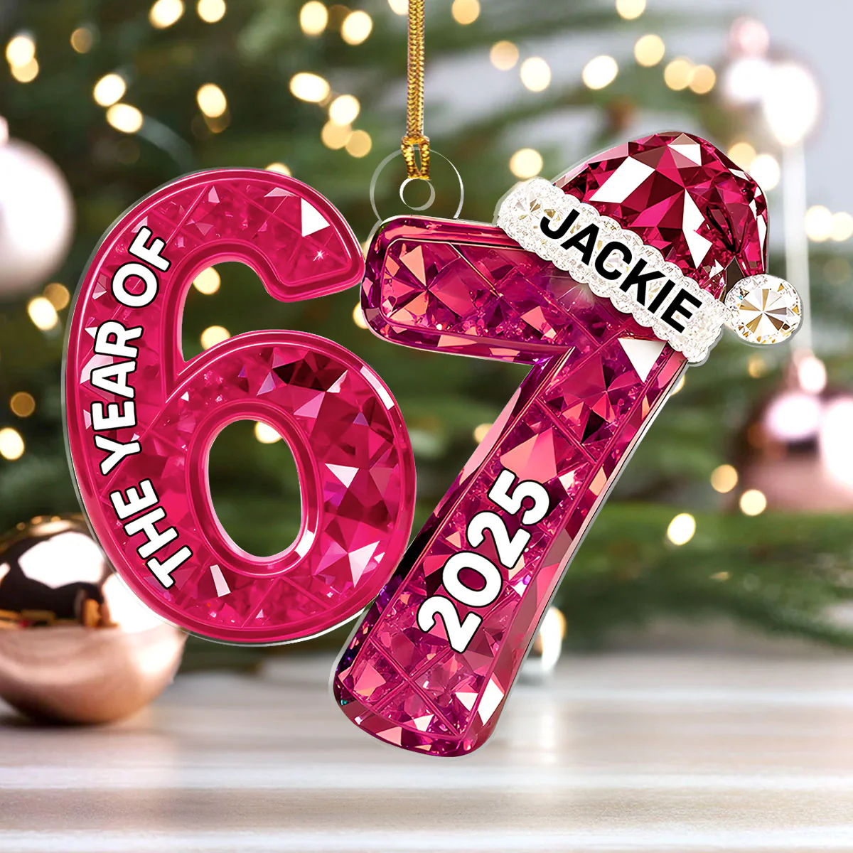 3D Shining Effect 67 Six Seven Ver 2 - Personalized 1-Layer Acrylic Ornament - Image 4