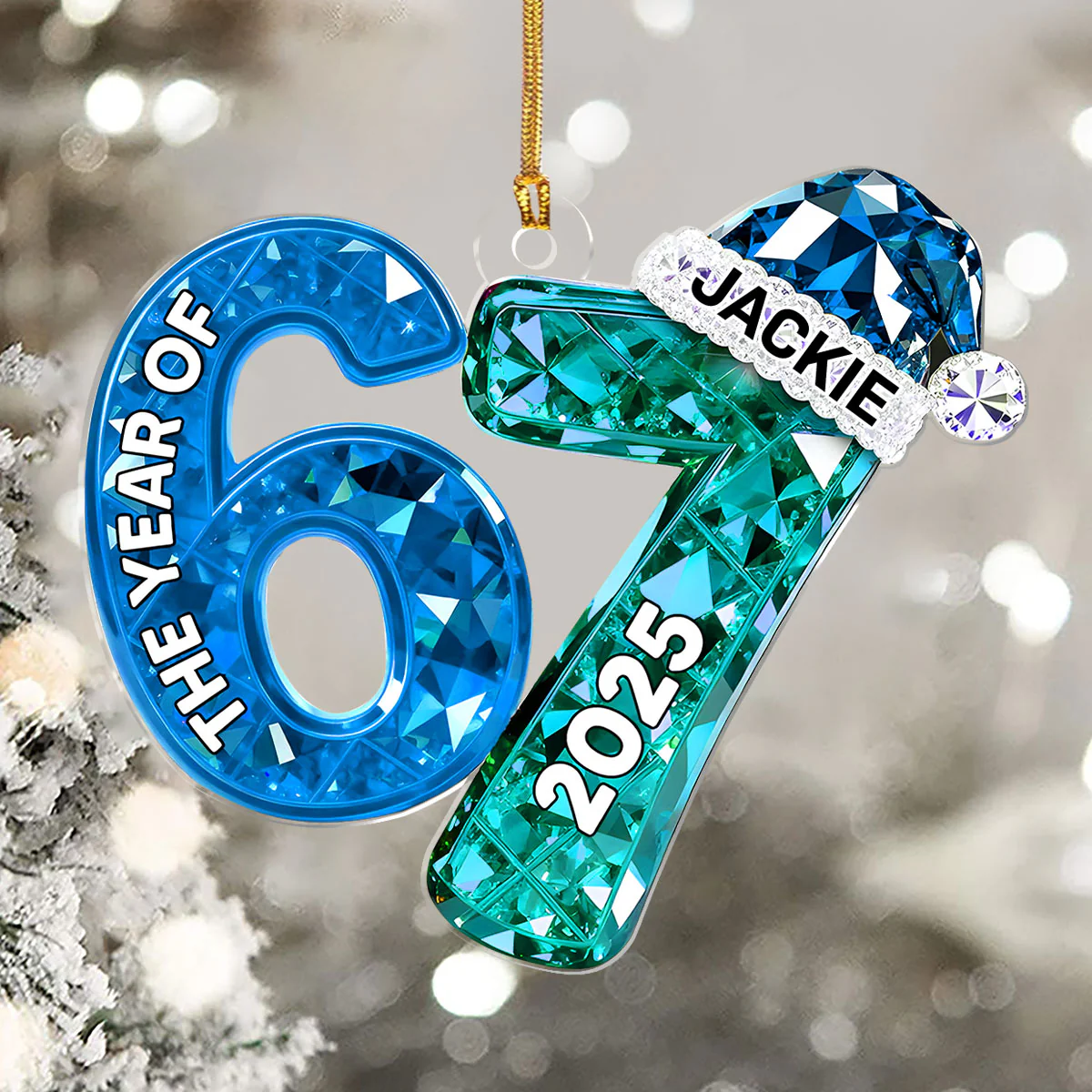 3D Shining Effect 67 Six Seven Ver 2 - Personalized 1-Layer Acrylic Ornament - Image 5