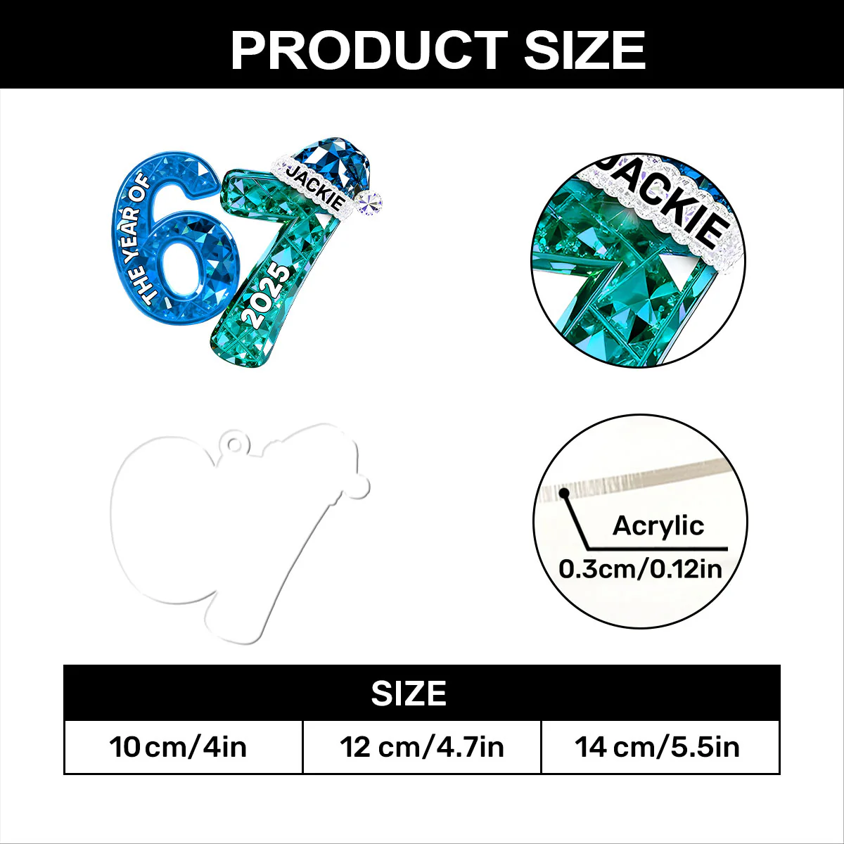 3D Shining Effect 67 Six Seven Ver 2 - Personalized 1-Layer Acrylic Ornament - Image 7