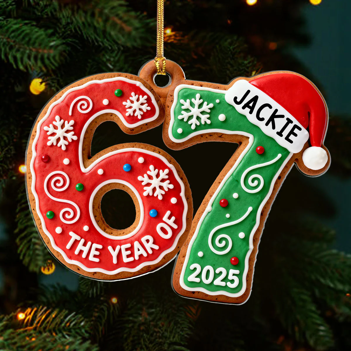 3D Shining Effect 67 Six Seven Ver 3 - Personalized 1-Layer Acrylic Ornament - Image 3