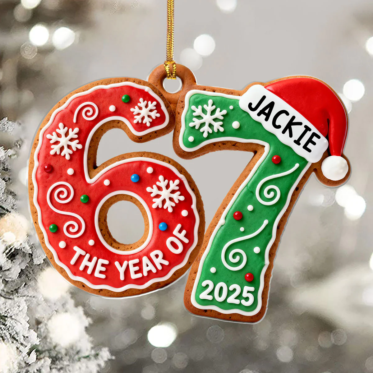 3D Shining Effect 67 Six Seven Ver 3 - Personalized 1-Layer Acrylic Ornament - Image 5