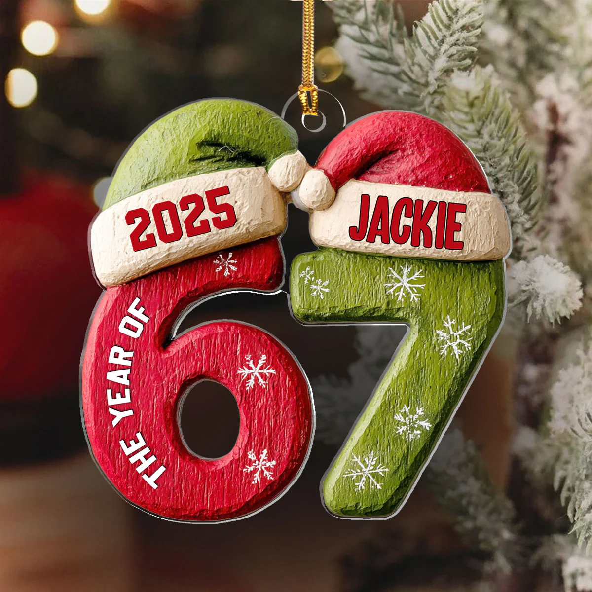 3D Shining Effect 67 Six Seven Ver 3 - Personalized 1-Layer Acrylic Ornament - Image 6