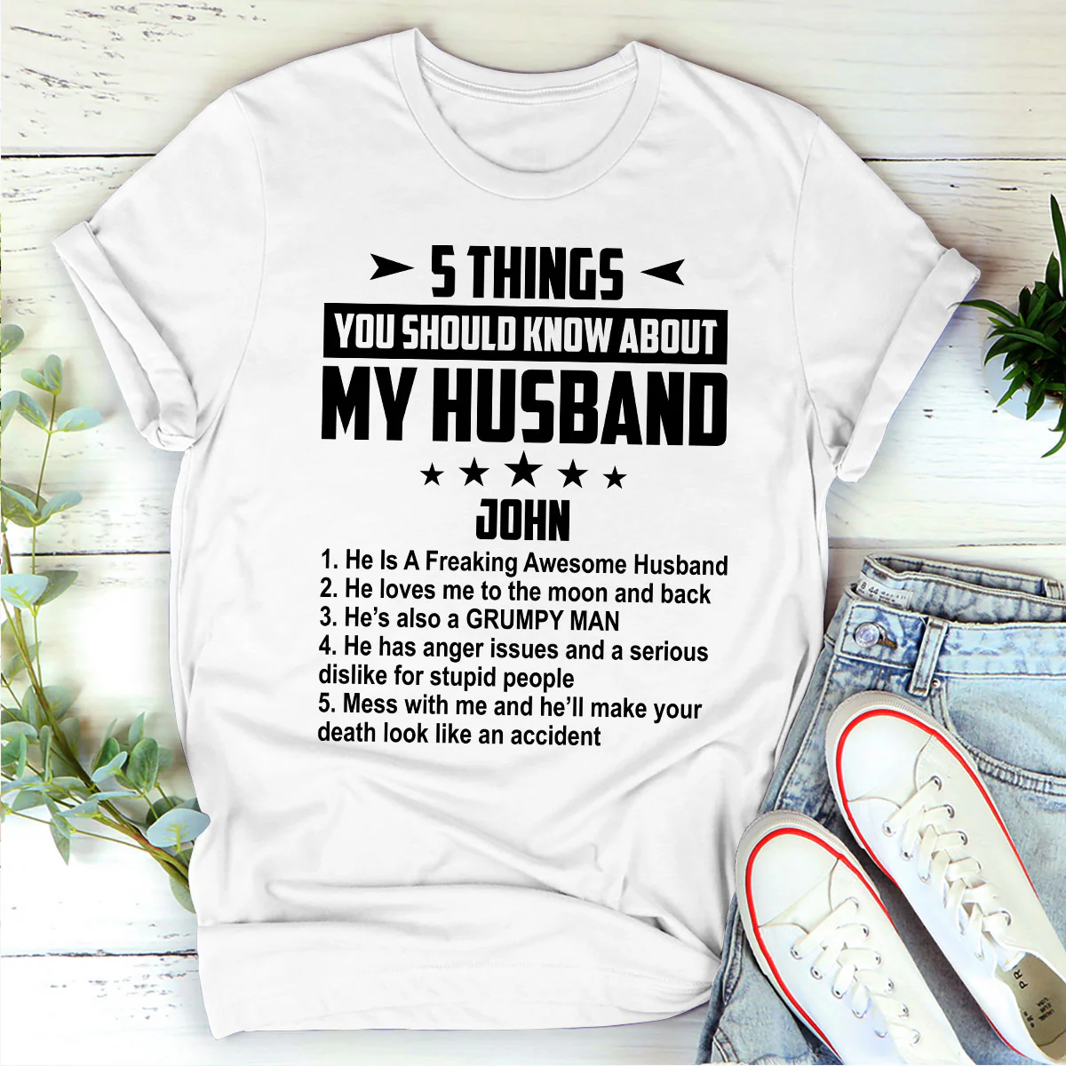 5 Things You Should Know About My Wife/My Husband - Personalized 2D Unisex T-shirt - Image 2