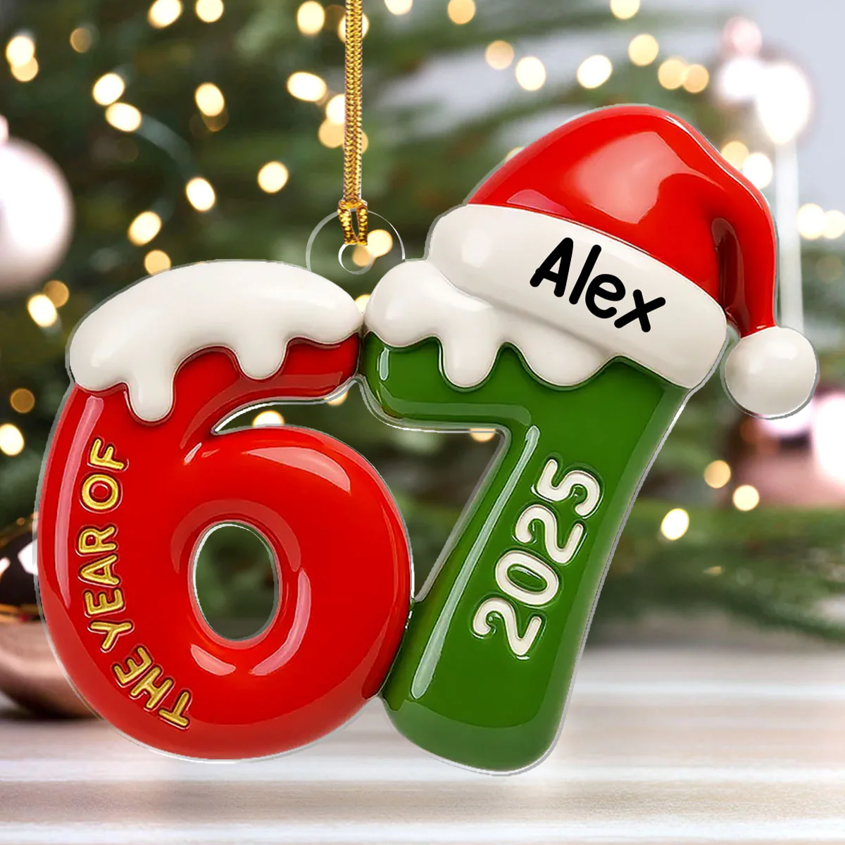 67 Six Seven 3D Ceramic Effect - Personalized 1-Layer Acrylic Ornament - Image 4