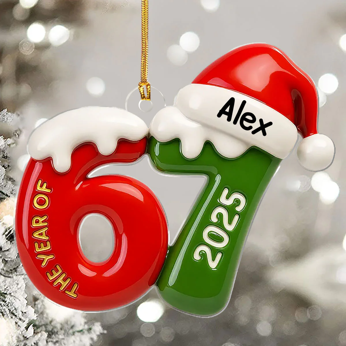 67 Six Seven 3D Ceramic Effect - Personalized 1-Layer Acrylic Ornament - Image 5