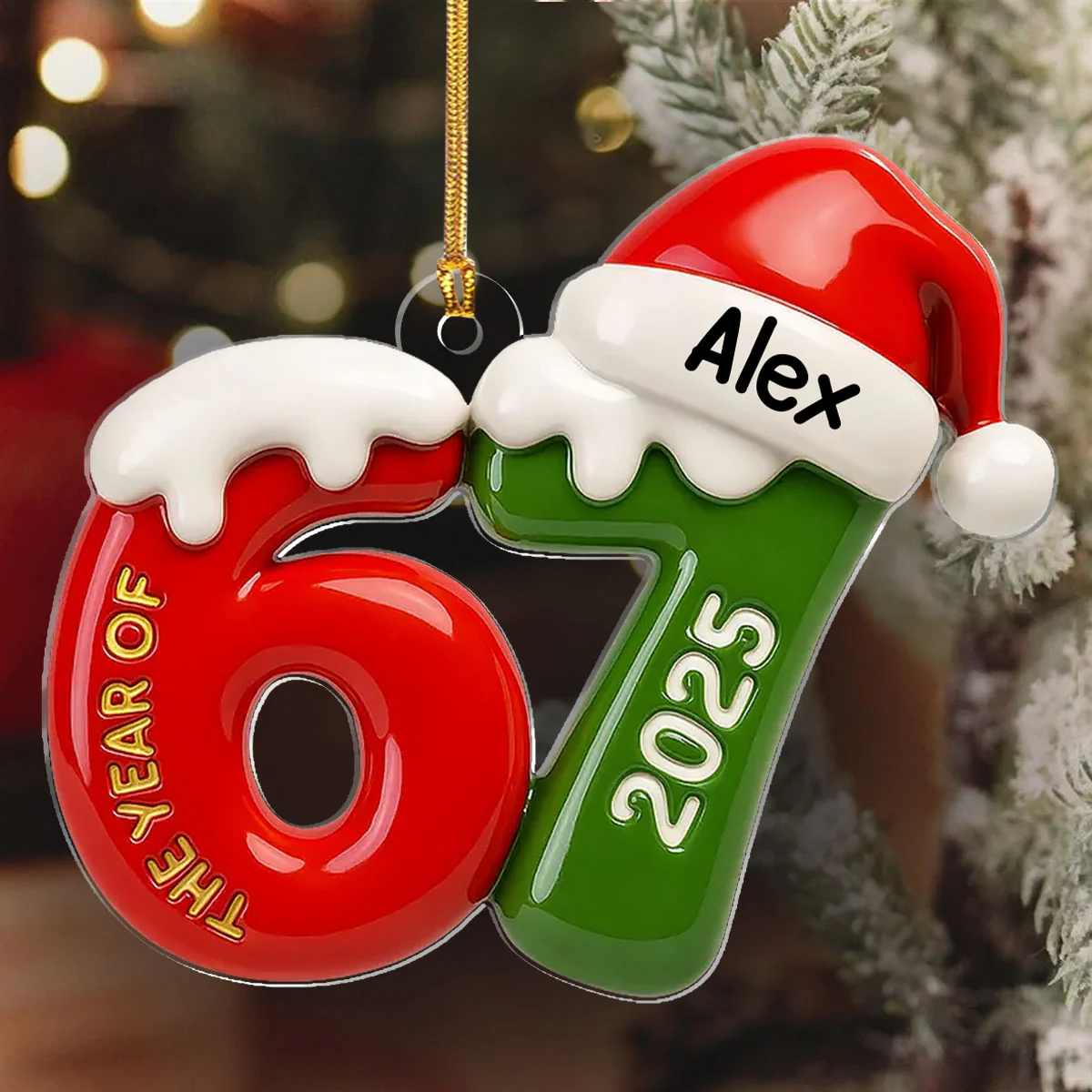 67 Six Seven 3D Ceramic Effect - Personalized 1-Layer Acrylic Ornament - Image 6
