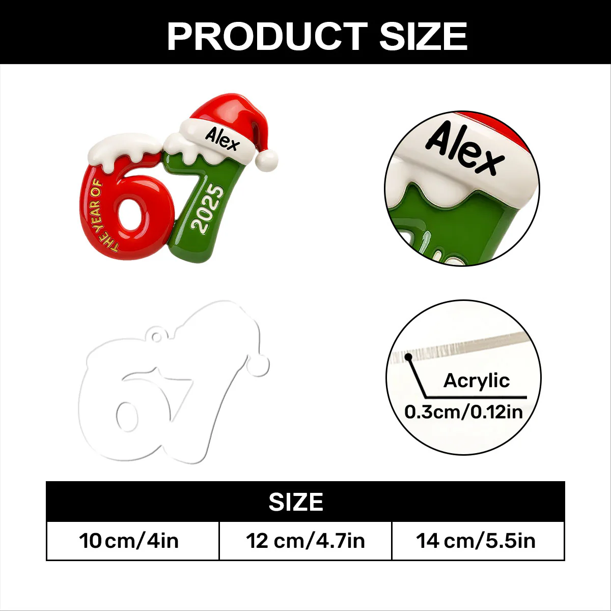 67 Six Seven 3D Ceramic Effect - Personalized 1-Layer Acrylic Ornament - Image 7