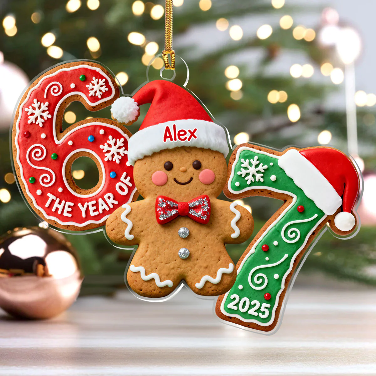 67 Six Seven Gingerbread For Kids - Personalized 1-Layer Acrylic Ornament - Image 4