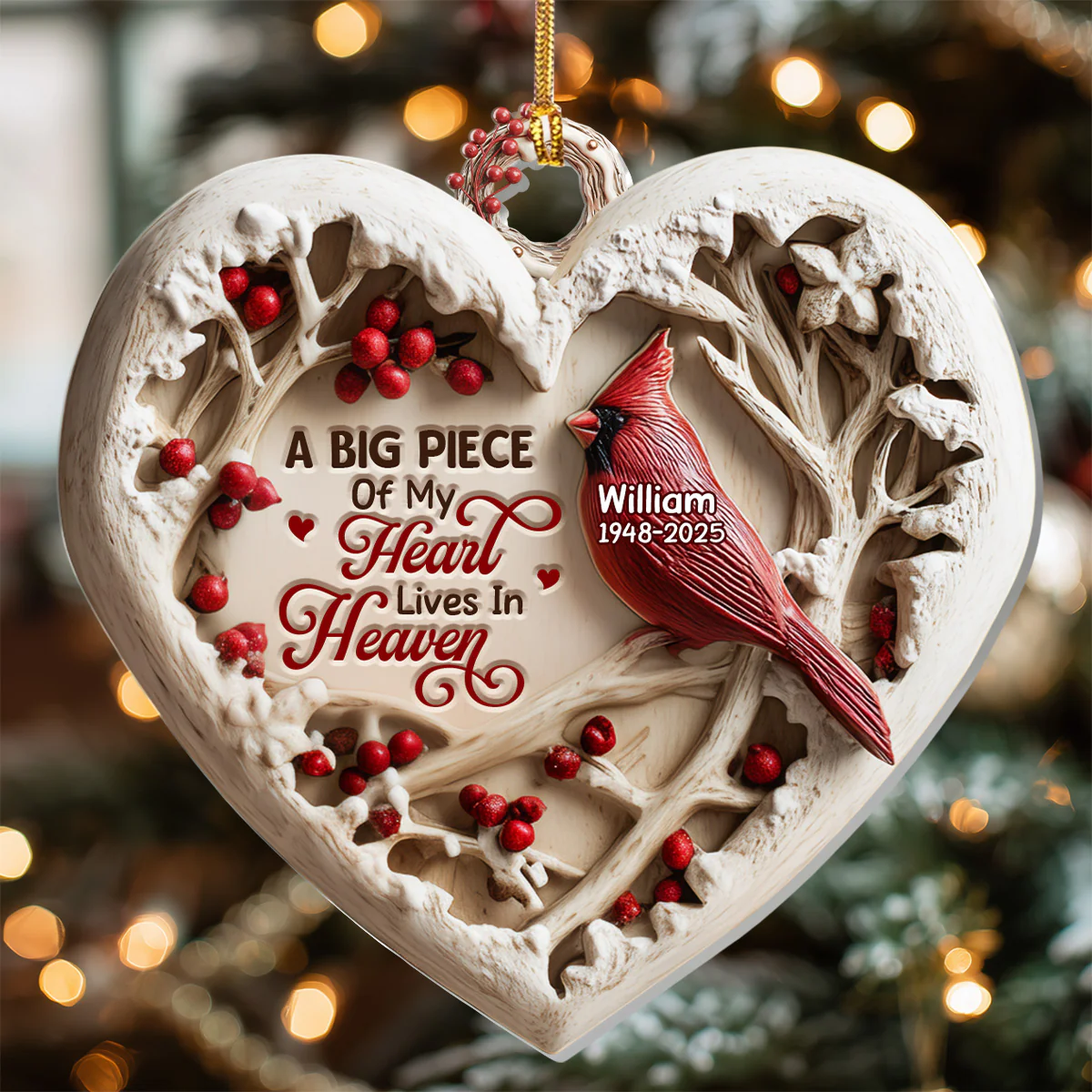 A Big Piece Of My Heart Lives In Heaven - Personalized 1-Layer Acrylic Ornament