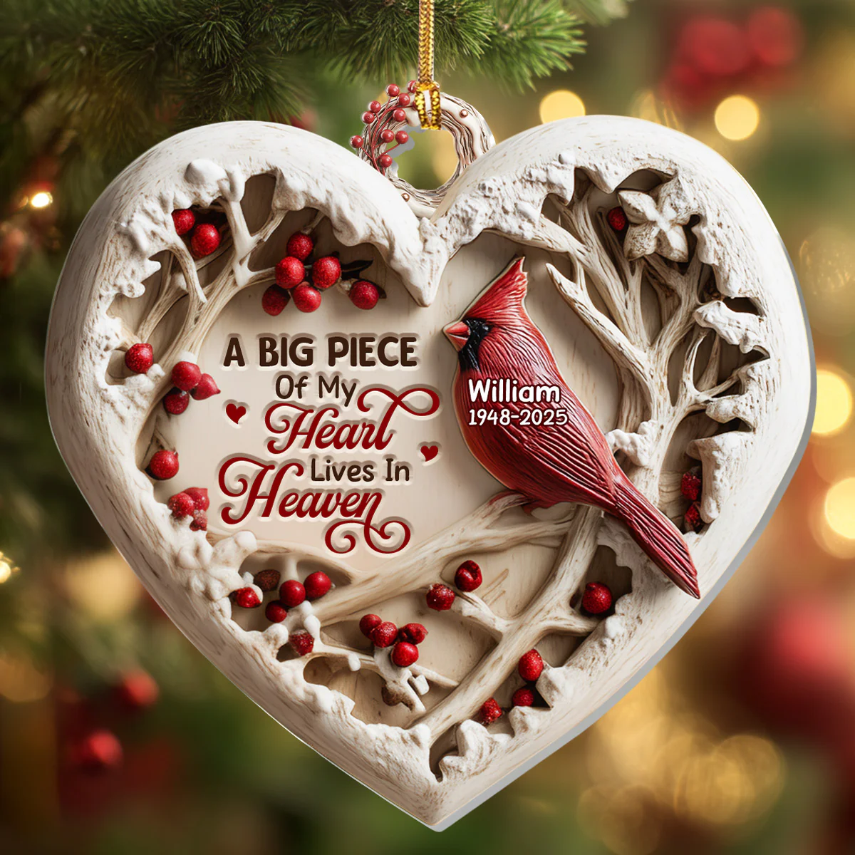 A Big Piece Of My Heart Lives In Heaven - Personalized 1-Layer Acrylic Ornament - Image 6
