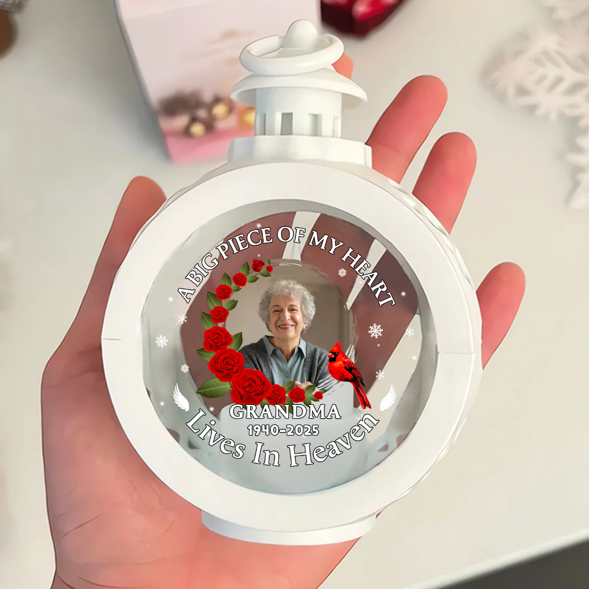A Big Piece of My Heart Lives In Heaven - Personalized Lantern Night Light - Image 4