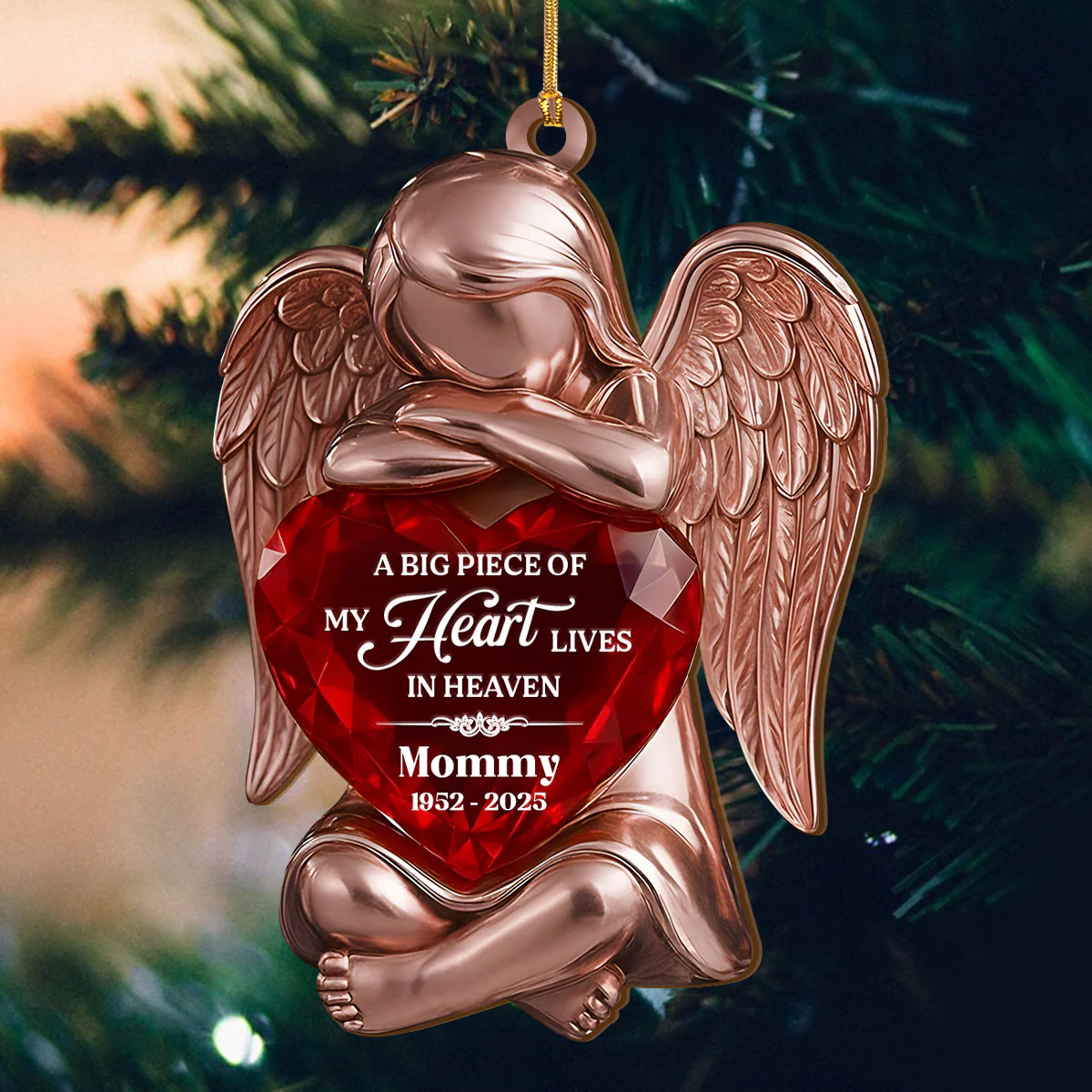 A Big Piece Of My Heart Lives In Heaven - Personalized Wood Ornament Cutout & Print 1 Side - Image 3