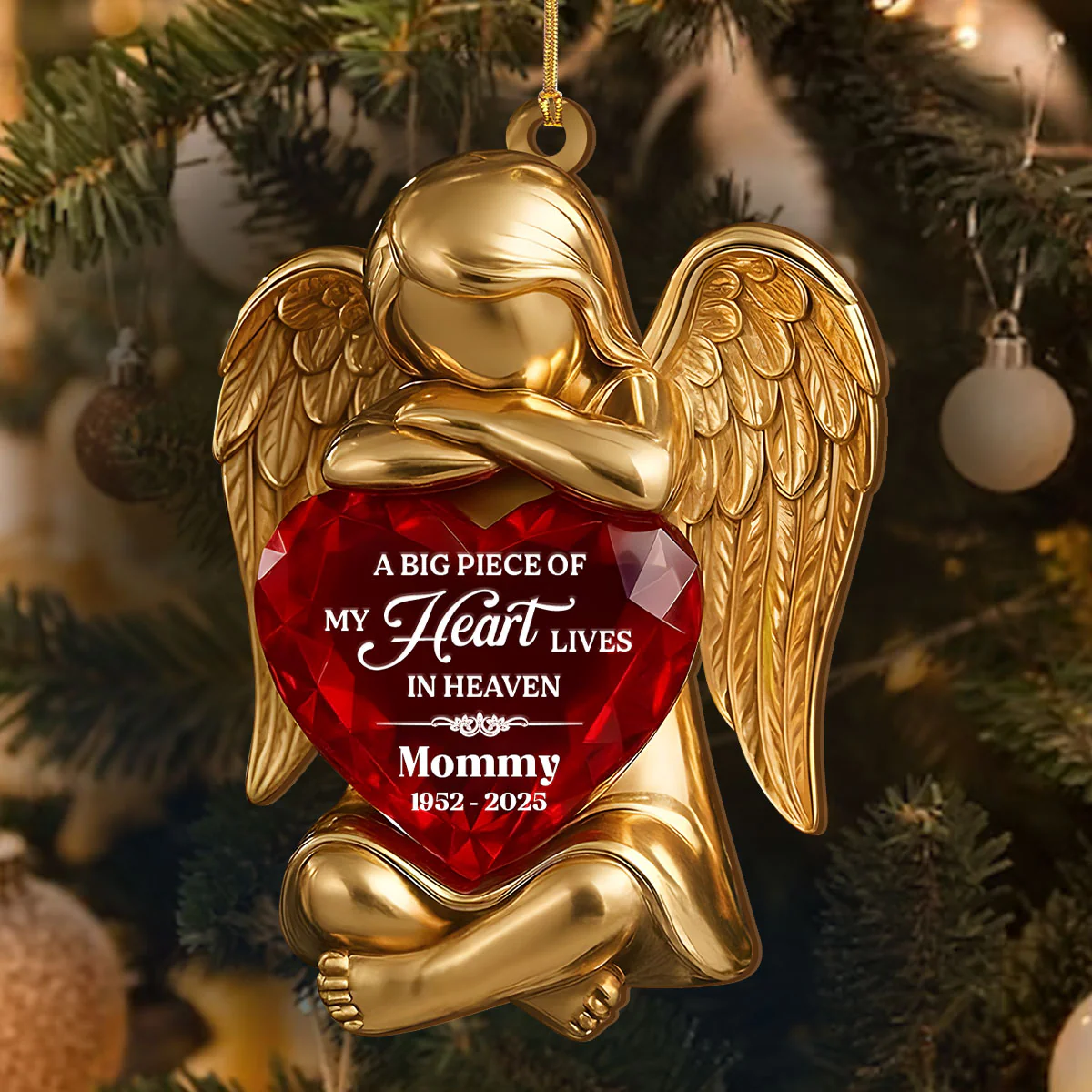 A Big Piece Of My Heart Lives In Heaven - Personalized Wood Ornament Cutout & Print 1 Side - Image 4
