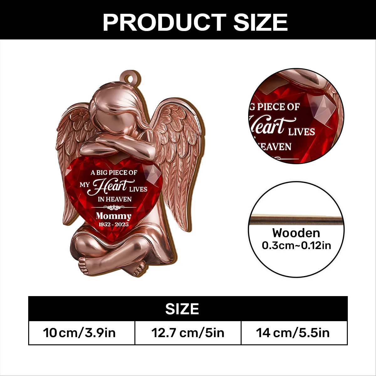 A Big Piece Of My Heart Lives In Heaven - Personalized Wood Ornament Cutout & Print 1 Side - Image 6