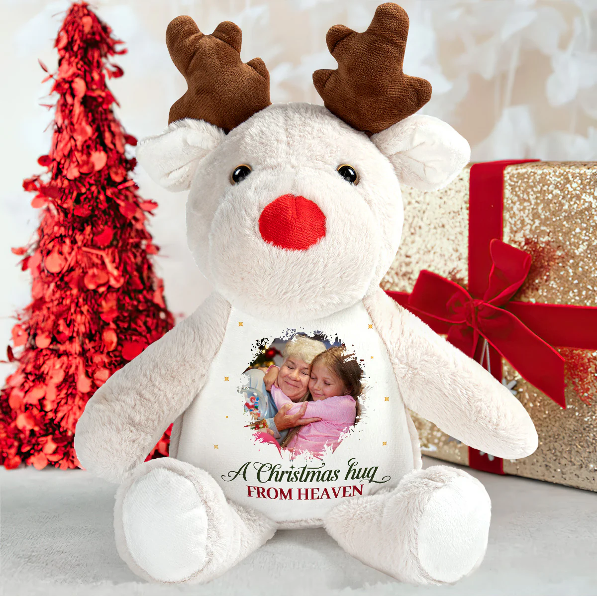 A Christmas Hug From Heaven - Personalized Stuffed Reindeer - Image 5