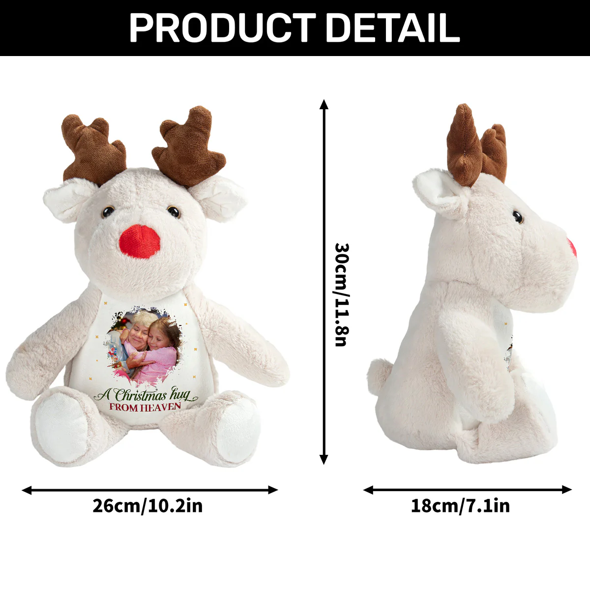 A Christmas Hug From Heaven - Personalized Stuffed Reindeer - Image 7