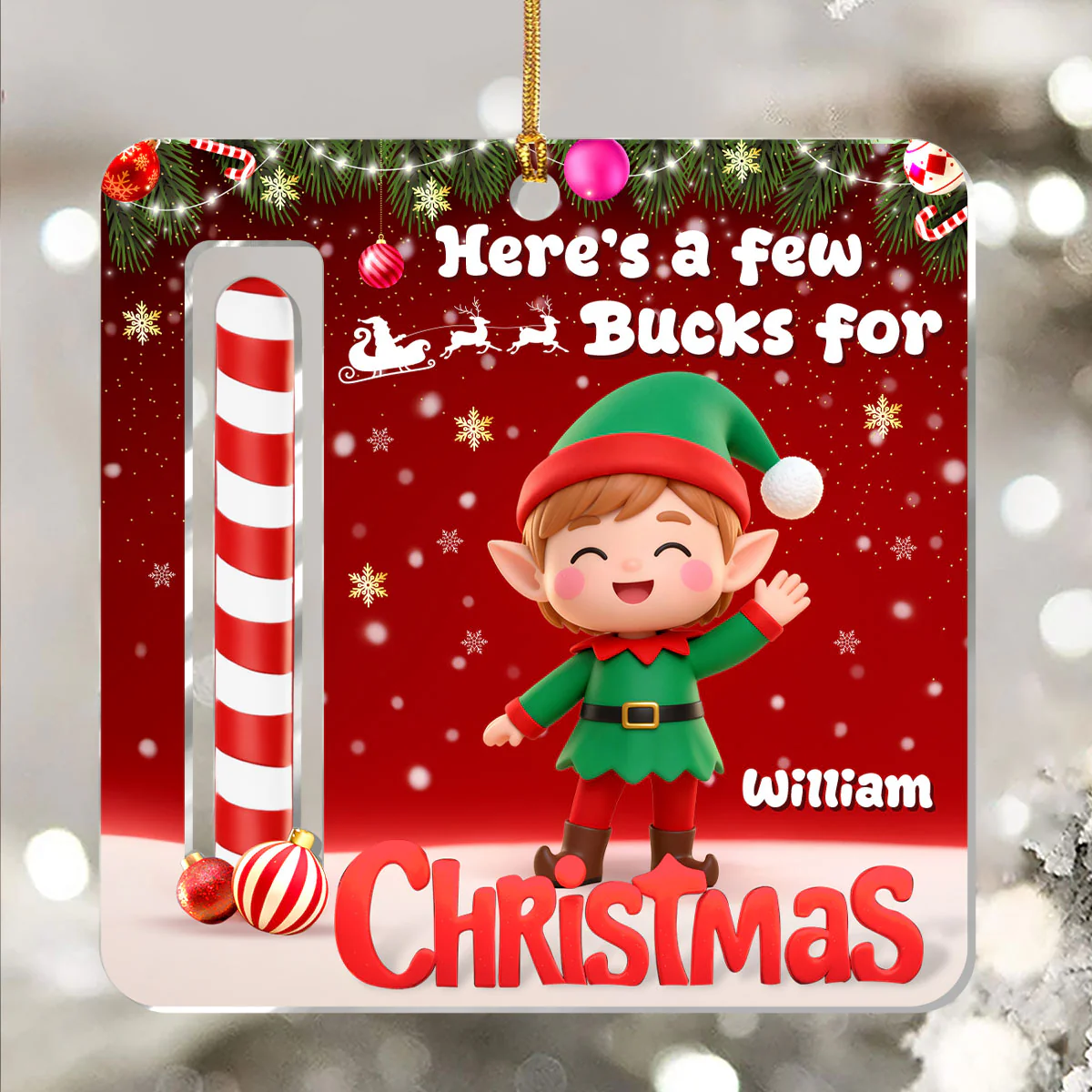 A Few Bucks For Christmas - Personalized 1-Layer Acrylic Ornament - Image 5