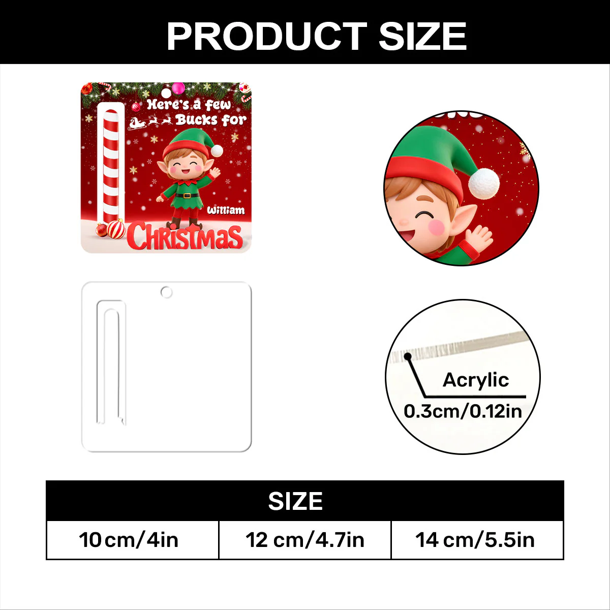 A Few Bucks For Christmas - Personalized 1-Layer Acrylic Ornament - Image 7