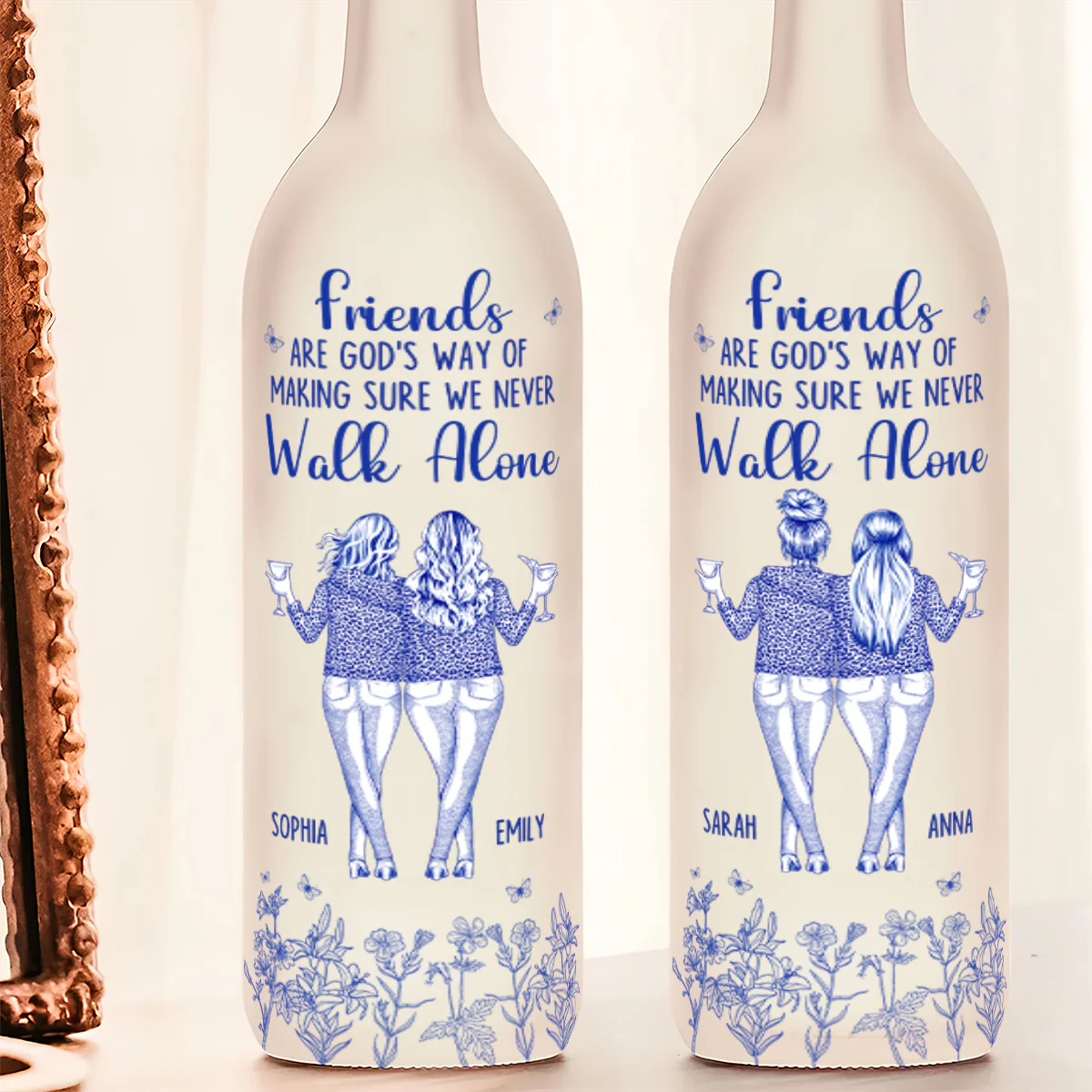 A Friend Is God's Way Of Making Sure We Never Walk Alone - Personalized Bottle Lamp - Image 5