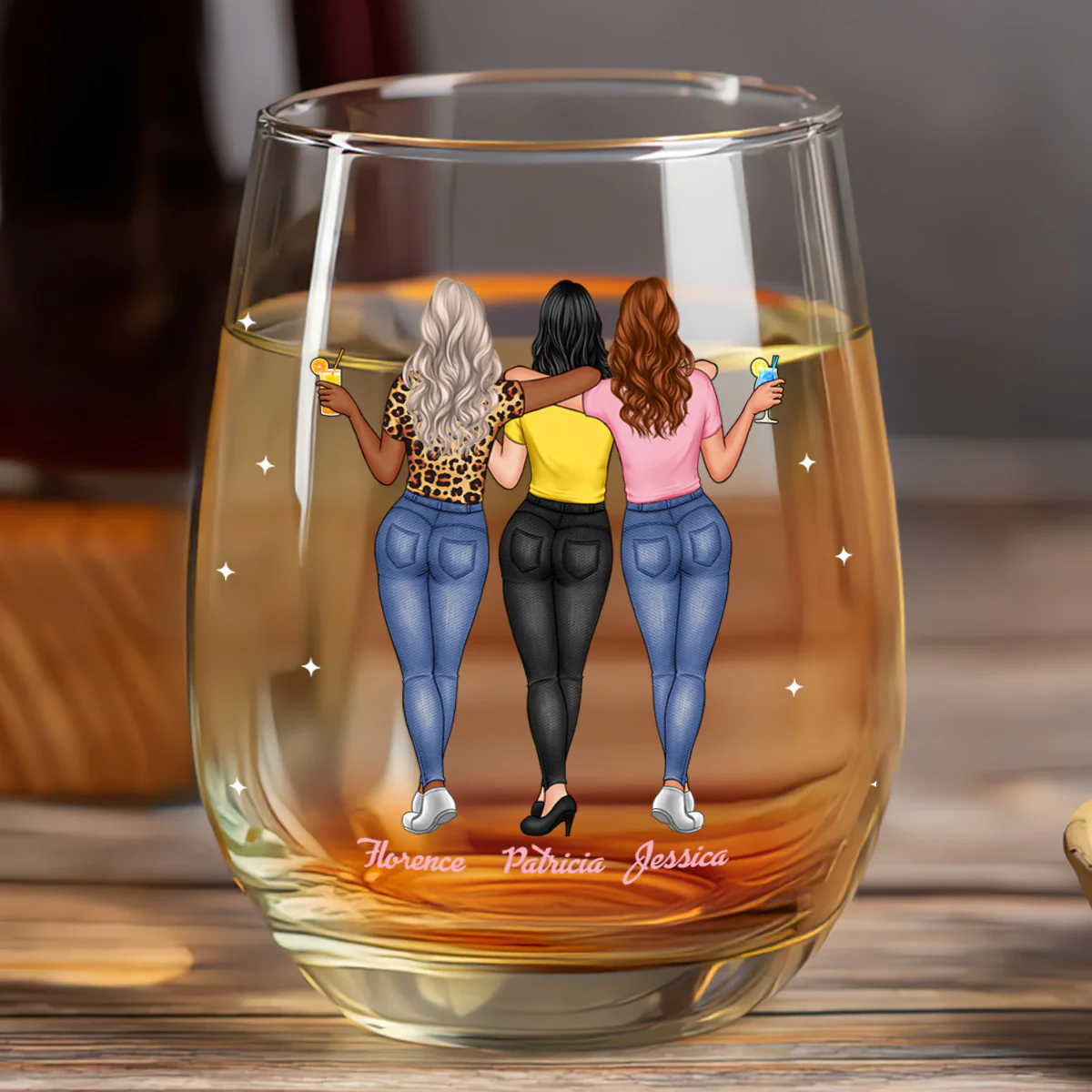 A Friend Is God's Way Of Making Sure We Never Walk Alone - Personalized Stemless Wine Glass - Image 6