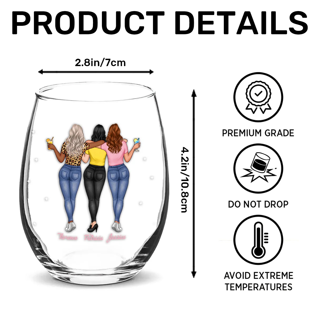 A Friend Is God's Way Of Making Sure We Never Walk Alone - Personalized Stemless Wine Glass - Image 7