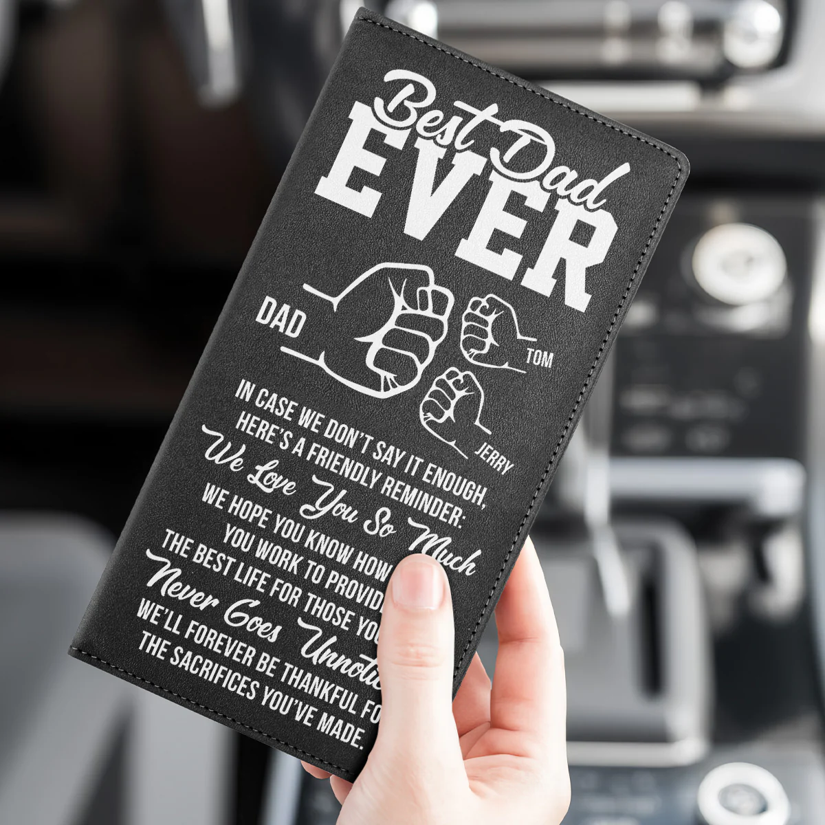 A Friendly Reminder For Daddy - Personalized Car Registration And Insurance Holder - Image 3