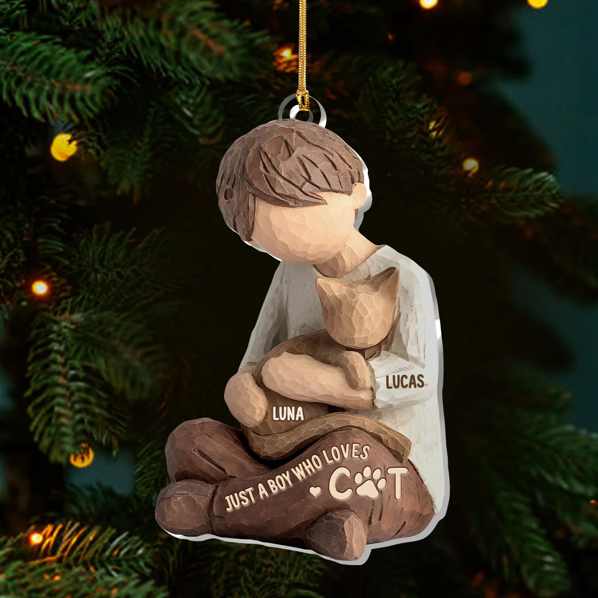 A Girl And Her Cat A Bond That Can't Be Broken - Personalized 1-Layer Acrylic Ornament - Image 4