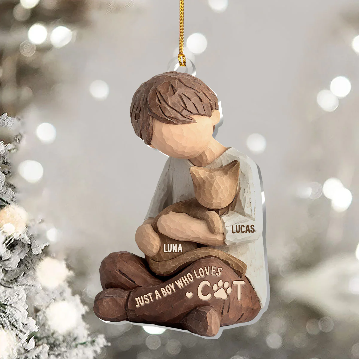 A Girl And Her Cat A Bond That Can't Be Broken - Personalized 1-Layer Acrylic Ornament - Image 6