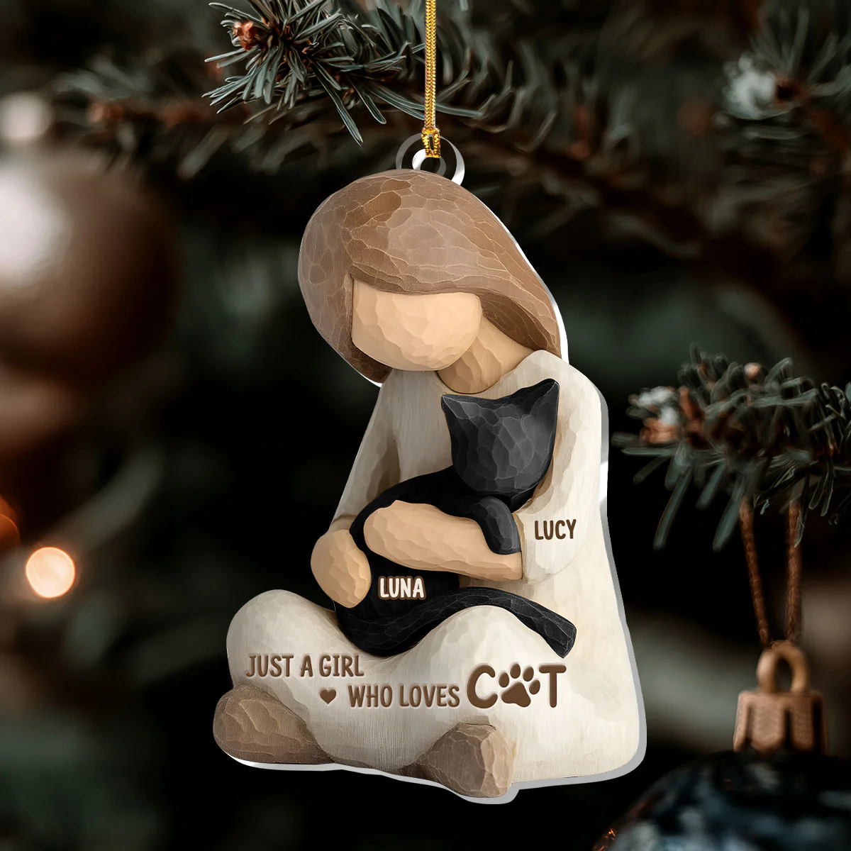 A Girl And Her Cat A Bond That Can't Be Broken - Personalized 1-Layer Acrylic Ornament - Image 7