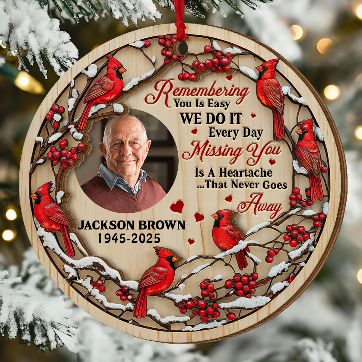 A Heartache That Never Goes Away - Personalized 2-Layered Wooden Ornament - Image 4