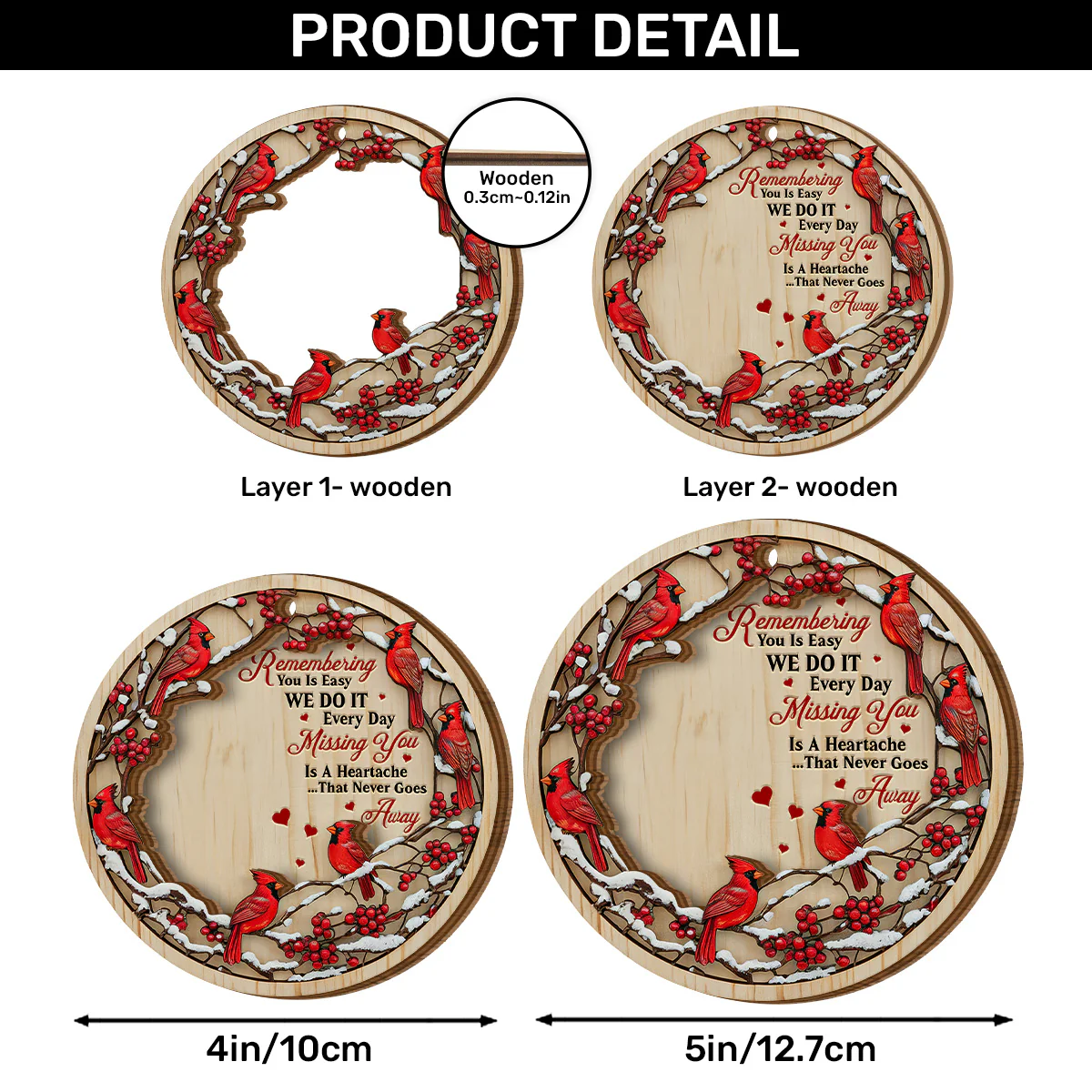 A Heartache That Never Goes Away - Personalized 2-Layered Wooden Ornament - Image 7